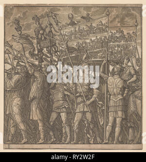 Le Triomphe de Jules César : soldats transportant les images de la guerre, 1593-99. Andrea Andreani (italien, à propos de 1558-1610), après l'Italien, Andrea Mantegna (1431-1506). Gravure sur bois clair-obscur Banque D'Images