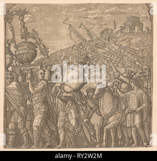 Le Triomphe de Jules César : soldats transportant des vases, 1593-99. Andrea Andreani (italien, à propos de 1558-1610), après l'Italien, Andrea Mantegna (1431-1506). Gravure sur bois clair-obscur Banque D'Images