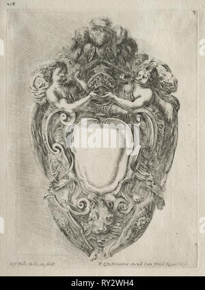 Collection de divers caprices et de nouveaux modèles de cartouches et ornements : n° 3. Stefano Della Bella (italien, 1610-1664). Eau-forte Banque D'Images