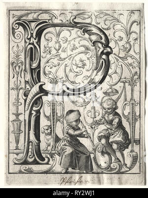 Nouvelle brochure ABC : P, 1627. Lucas Kilian (allemand, 1579-1637). Gravure Banque D'Images