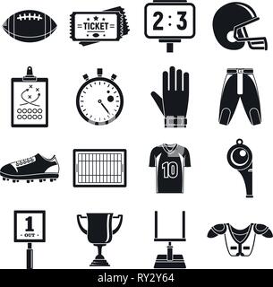 Le football américain icons set. Simple jeu d'icônes vectorielles de football américain pour la conception web sur fond blanc Illustration de Vecteur