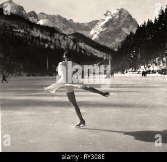 Jeux Olympiques de 1936 Berlin - patinage artistique aux Jeux Olympiques d'hiver de 1936 le dans une ville de villégiature de Garmisch-partenkirchen en Bavière dans le sud de l'Allemagne Banque D'Images