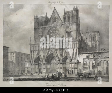 Eglise Saint Jean, Lyon, ch. 1825. Nicolas-Marie-Joseph Chapuy (Français, 1790-1858). Lithographie Banque D'Images