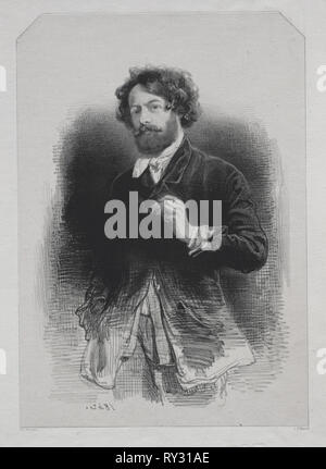 Autoportrait, 1842. Paul Gavarni (Français, 1804-1866). Lithographie Banque D'Images