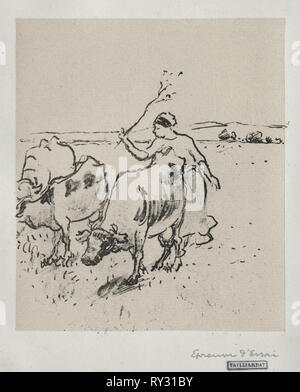 Cowherder, ch. 1899. Camille Pissarro (Français, 1830-1903). Lithographie Banque D'Images