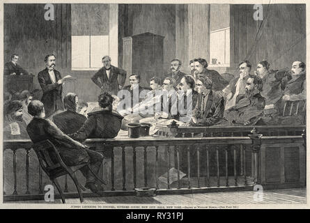 Les jurés à l'écoute de l'avocat, la Cour suprême, le nouvel hôtel de ville, New York, 1869, Winslow Homer, Américain, 1836-1910 Banque D'Images