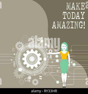 Main conceptuel montrant l'écriture d'aujourd'hui extraordinaire. Sens Concept Moment productif optimiste spécial Banque D'Images