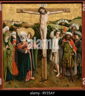 Retable avec la Passion du Christ), ch. 1440s. Maître du retable Schlägl (allemand). Le pétrole et l'or sur bois ; pans : 88,9 x 157,5 x 8,3 cm (35 x 62 x 3 1/4 in.) ; non encadrée : 74,3 x 69,8 cm (29 1/4 x 27 1/2 in.) ; partie 1 : 84,9 x 81,4 x 8,3 cm (33 1/16 x 32 7/16 x 3 1/4 in.) ; partie 2 : 84,6 x 152,2 x 8,3 cm (33 5/16 x 59 15/16 x 3 1/4 in.) ; partie 3 : 84,6 x 78,7 x 8,3 cm (33 x 31 5/16 x 3 1/4 in.) ; panneau : 36,2 x 35 cm (14 1/4 x 13 3/4 in Banque D'Images