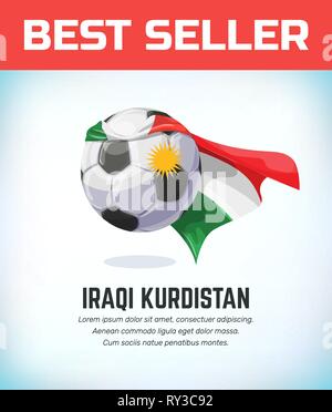 Le Kurdistan irakien ou ballon de soccer de football. L'équipe nationale de football. Vector illustration. Illustration de Vecteur