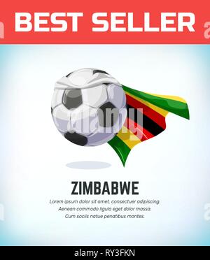Le Zimbabwe football ou soccer ball. L'équipe nationale de football. Vector illustration Illustration de Vecteur
