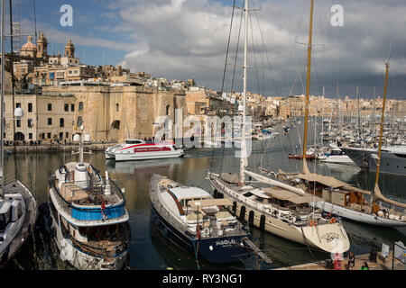 Senglea et Birgu, le "Trois Villes", à La Valette, Malte, 26 février 2019. Banque D'Images