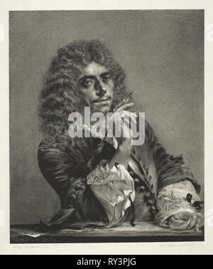 Essai sur pierre avec brosse et grattoir : Portrait de Molière, 1850. Adolph von Menzel (allemand, 1815-1905). Lithographie Banque D'Images