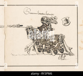 Livre sur les Tournois : Jouteur face vers la gauche, 1817. Senefelder Theobald (allemand, 1777-1846), et Clemens (Senefelder allemand, 1778-1813). Lithographie Banque D'Images