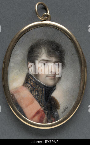 Portrait d'Henri Gratien, Comte Bertrand, 1808. Jean-Baptiste Isabey (Français, 1767-1855). Aquarelle sur ivoire dans un cadre d'or et d'émail ; pans : 4,3 x 3,4 cm (1 11/16 x 1 5/16 in.) ; non : 3,9 x 3 cm (1 9/16 x 1 3/16 in Banque D'Images