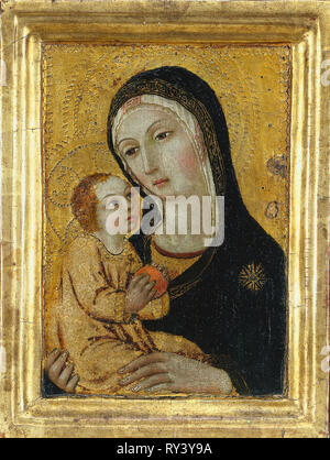 Vierge à l'enfant, années 1400. Peut-être par Icilio Federico Joni (italien, 1866-1946), atelier de Sano di Pietro (italien, 1406-1481). Tempera et or sur bois ; pans : 30,5 x 22,9 x 3,2 cm (12 x 9 x 1 1/4 in.) ; non encadrée : 24,2 x 16,6 cm (9 1/2 x 6 9/16 in Banque D'Images