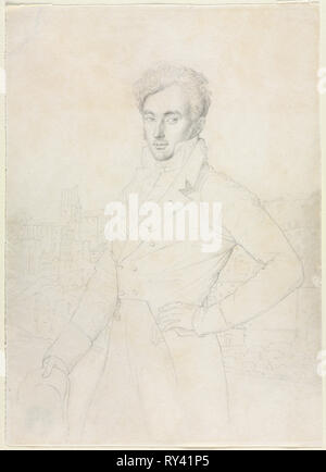 Portrait d'un jeune homme debout sur le Quirinal, avec la Turris Comitum en arrière-plan, 1800. Disciple de Jean-Auguste-Dominique Ingres (Français, 1780-1867). Graphite ; feuille : 29,7 x 21,5 cm (11 11/16 x 8 7/16 in Banque D'Images