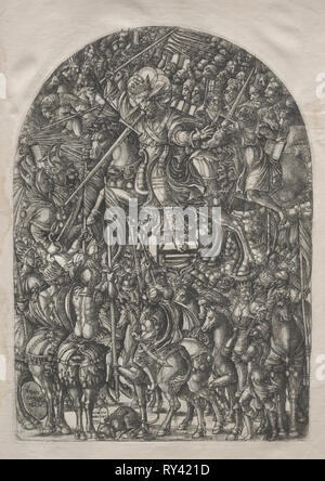 L'Apocalypse : le Christ monté sur un cheval blanc, 1546-1556. Jean Duvet (Français, 1485-1561). Gravure Banque D'Images