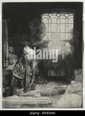 Faust, ch. 1652. Rembrandt van Rijn (Néerlandais, 1606-1669). Pointe sèche ; feuille : 21,2 x 16,2 cm (8 3/8 x 6 3/8 in.) : platemark ; 21 x 16 cm (8 1/4 x 6 5/16 in Banque D'Images