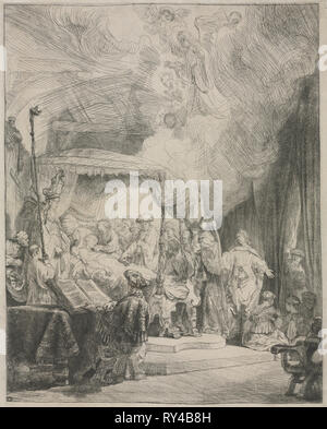 La mort de la Vierge, 1639. Rembrandt van Rijn (Néerlandais, 1606-1669). Eau-forte Banque D'Images