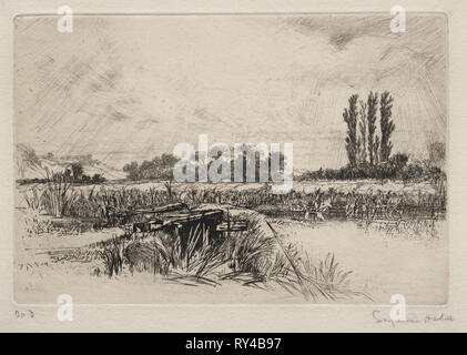 Prés de l'eau, 1859. Francis Seymour Haden (britannique, 1818-1910). Eau-forte Banque D'Images