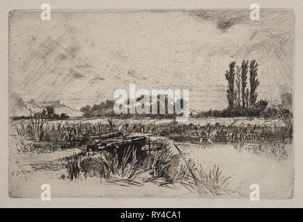 Un pré de l'eau, 1859. Francis Seymour Haden (britannique, 1818-1910). Eau-forte Banque D'Images