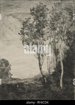 Souvenir d'Italie, 1866. Jean Baptiste Camille Corot (Français, 1796-1875), Cadart et Chevalier. Fiche technique : eau-forte, 42 x 30,6 cm (16 9/16 x 12 1/16 in.) ; image : 29,6 x 22,3 cm (11 5/8 x 8 3/4 in Banque D'Images