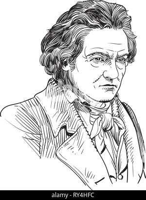 Ludwig van Beethoven ligne portraitin illustration art Illustration de Vecteur