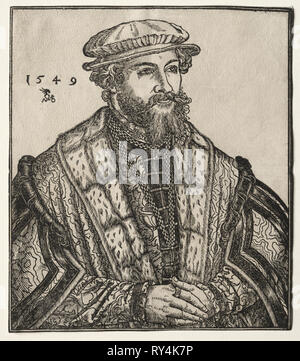 Dr Christian Brück, 1549. Lucas Cranach (allemand, 1515-1586). Gravure sur bois Banque D'Images