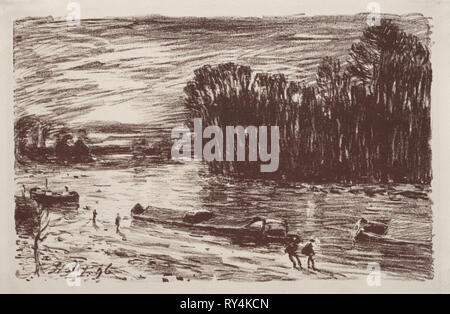 Bords du Loing, près Saint-Mammès, 1896. Alfred Sisley (Français, 1840-1899). Lithographie Banque D'Images