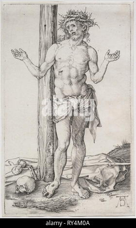 L'homme des douleurs, debout avec les mains levées, ch. 1500. Albrecht Dürer (allemand, 1471-1528). Gravure Banque D'Images