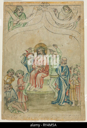 Feuille d'un seul 'Biblia pauperum' : Le Christ portant la croix (verso), ch. 1410. Germany, Bavaria, 15e siècle. Tempera et encre sur vélin ; feuille : 19,8 x 14,2 cm (7 13/16 x 5 9/16 in Banque D'Images