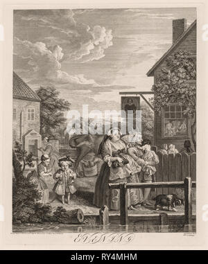 Les quatre périodes de la journée : le soir, 1738. William Hogarth (1697-1764), britannique. Gravure Banque D'Images