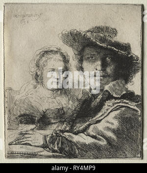 Rembrandt et sa femme Saskia, 1636. Rembrandt van Rijn (Néerlandais, 1606-1669). Eau-forte Banque D'Images