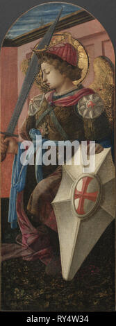 Paire de panneaux d'un triptyque : l'archange Michel et Saint Antoine Abbé, 1458. Filippo Lippi (Italien), ch. 1406-1469). Tempera sur panneau de bois ; pans : 94 x 40 x 6,5 cm (37 x 15 3/4 x 2 9/16 in.) ; non encadrée : 81,3 x 29,8 cm (32 x 11 3/4 in Banque D'Images