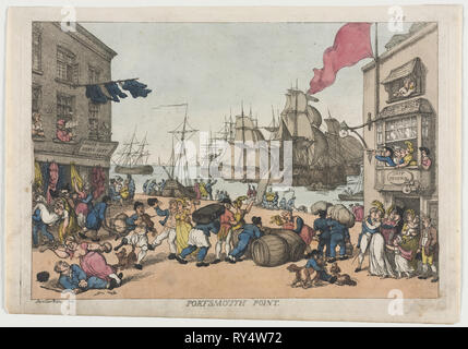 Portsmouth Point, 1814. Thomas ROWLANDSON (britannique, 1756-1827). Gravure, coloriés à la main Banque D'Images