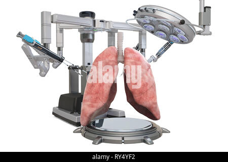 La chirurgie robotique des poumons, rendu 3D concept isolé sur fond blanc Banque D'Images
