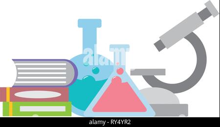 Livres sciences ballon microscope Illustration de Vecteur