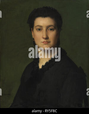 Portrait d'une femme, ch. 1875-1880. Jean-Jacques Henner (Français, 1829-1905). Huile sur toile encadrée ; : 76 x 64 x 9 cm (29 15/16 x 25 3/16 x 3 9/16 in.) ; non encadrée : 55,3 x 46 cm (21 3/4 x 18 1/8 in Banque D'Images