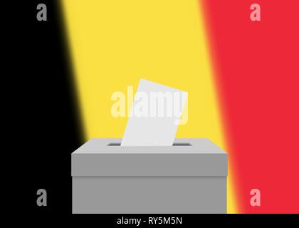 Arrière-plan de l'élection de la Belgique. Urne avec drapeau floue Illustration de Vecteur