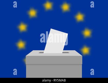 Arrière-plan de l'Union européenne. Urne avec drapeau floue Illustration de Vecteur