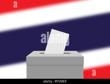 Arrière-plan de l'élection de la Thaïlande. Urne avec drapeau floue Illustration de Vecteur