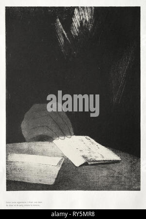 La maison hantée : Selon toutes les apparences, c'était une main de chair et de sang comme la mienne, 1896. Odilon Redon (Français, 1840-1916). Lithographie Banque D'Images