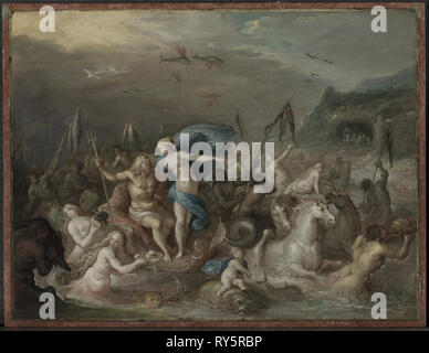 Le Triomphe de Neptune et Amphitrite, années 1630. Frans Francken (flamande, 1581-1642). Huile sur cuivre, monté sur bois ; pans : 36,2 x 43,8 x 3,8 cm (14 1/4 x 17 1/4 x 1 1/2 in.) ; non encadrée : 23,5 x 30,9 cm (9 1/4 x 12 3/16 po Banque D'Images