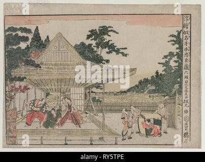 Chushingura : Acte VI (à partir de la perspective de la série de photos pour le trésor de fidélité), ch. Années 1790. Kitao Masayoshi (japonais, 1761-1824). Gravure sur bois en couleur ; image : 30,5 x 43 cm (12 x 16 15/16 in.) ; avec des marges : 33,7 x 46,1 cm (13 1/4 x 18 1/8 in Banque D'Images