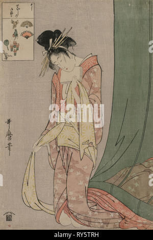Hanaōgi Ōgiya à partir de la série de puzzles de photo, ch. 1797. Kitagawa Utamaro (1753 ?-1806, Japonais). Gravure sur bois en couleur, l'encre et couleur sur papier, feuille : 37,6 x 25,4 cm (14 13/16 x 10 in Banque D'Images