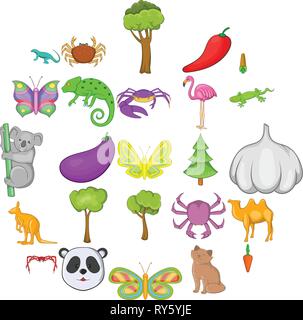 Les animaux australiens icons set, cartoon style Illustration de Vecteur