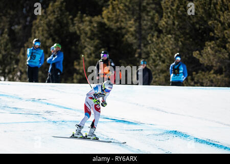 Soldeu, Andorre. Mar 12, 2019. Finales de la Coupe du Monde de ski FIS, Corinne SUTER (SUI) au cours de la deuxième formation pour la descente dames : Action Crédit Plus Sport/Alamy Live News Banque D'Images