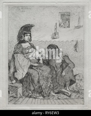 Une femme juive d'Alger, 1833. Eugène Delacroix (Français, 1798-1863). Avec gravure chine collé Banque D'Images