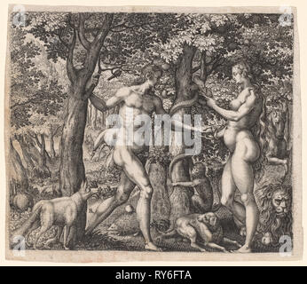 Adam et Eve, la fin des années 1500. Robert Boissard (Français, 1570-après 1603). Fiche technique : 12 x 14 cm (4 3/4 x 5 1/2 in.) : platemark ; 11,3 x 13,4 cm (4 7/16 x 5 1/4 in Banque D'Images