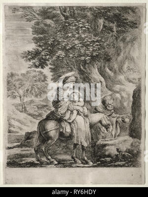 Fuite en Égypte. Stefano Della Bella (italien, 1610-1664). Eau-forte Banque D'Images